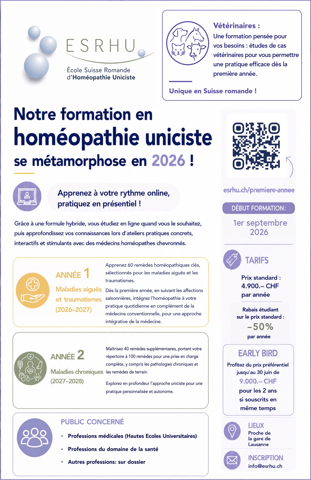 ESRHU : Nouvelle formation à l'homéopathie uniciste - online & présentiel